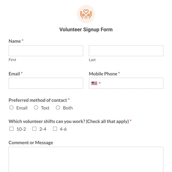 Volunteer Signup Form Template