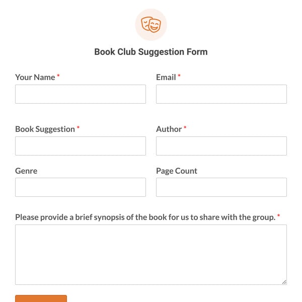 Book Club Suggestion Form Template