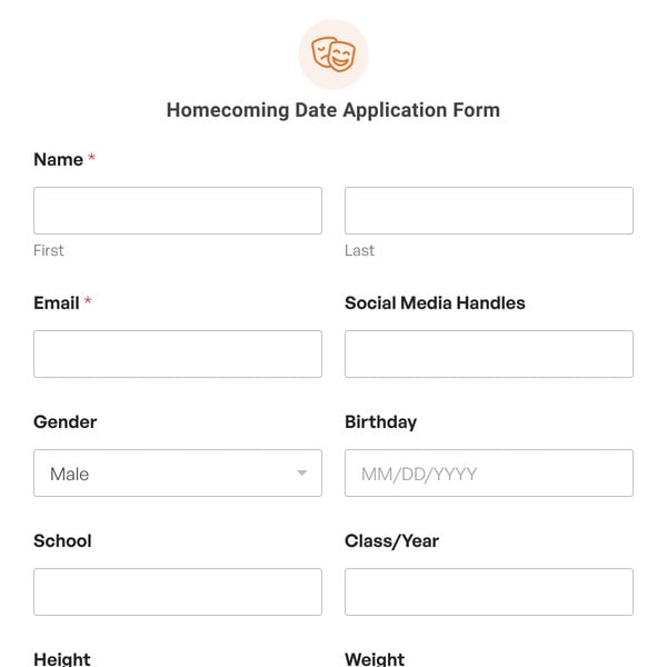 Homecoming Date Application Form Template