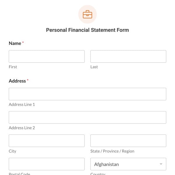 Personal Financial Statement Form Template