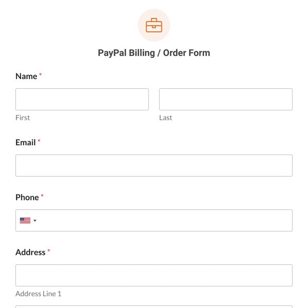PayPal Billing / Order Form Template