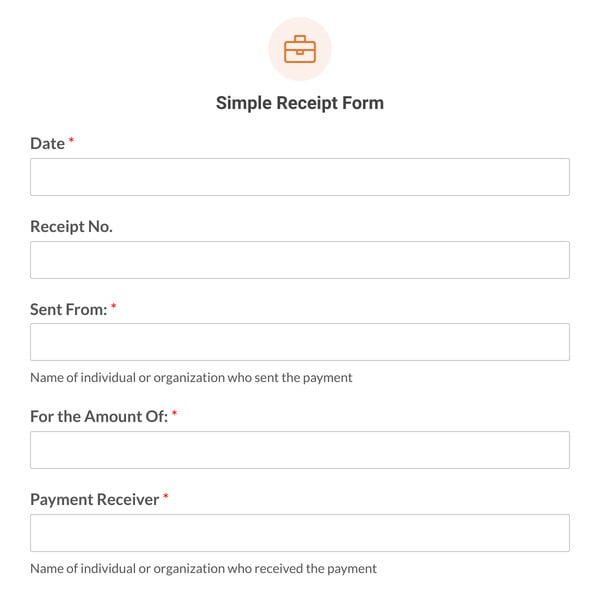 Simple Receipt Form Template