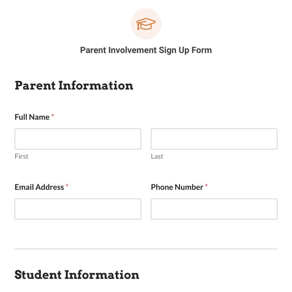Parent Involvement Sign Up Form Template