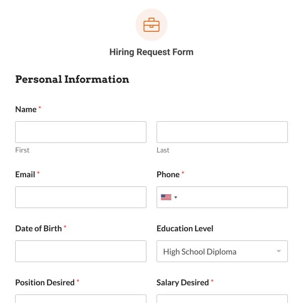 Hiring Request Form Template