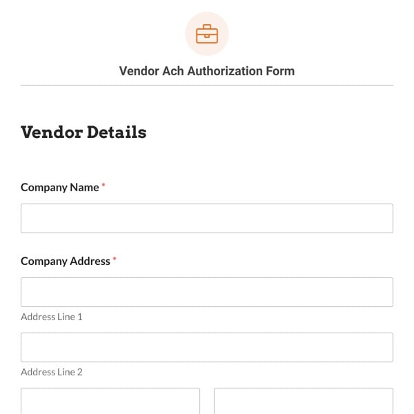 Vendor Ach Authorization Form Template