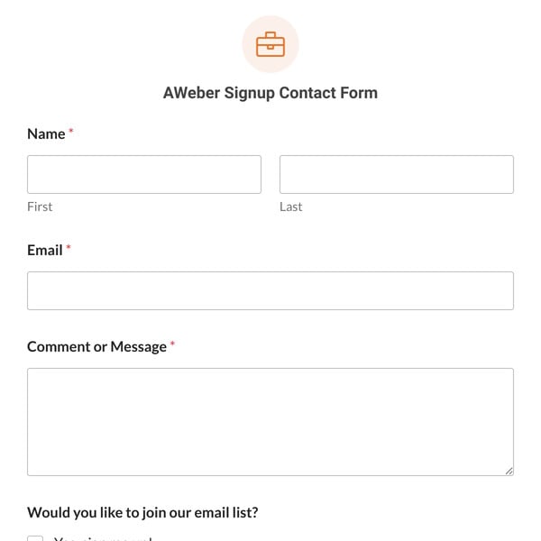 AWeber Signup Contact Form Template
