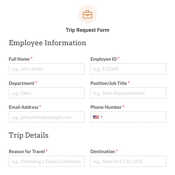 Trip Request Form Template