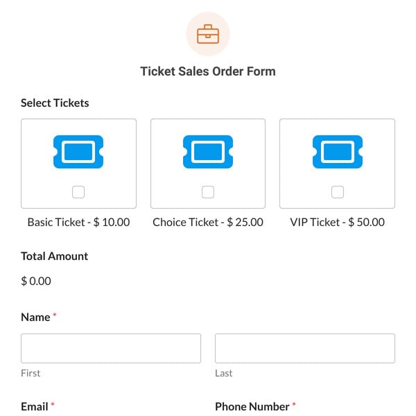 Ticket Sales Order Form Template