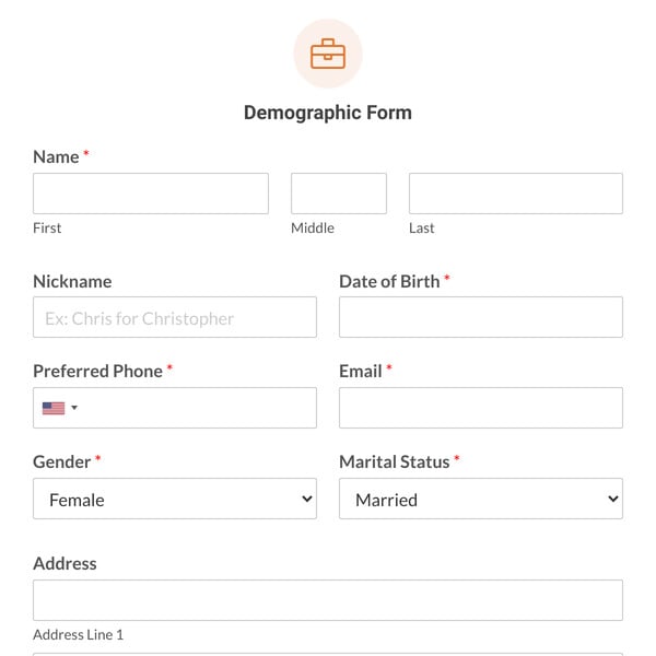 Demographic Form Template