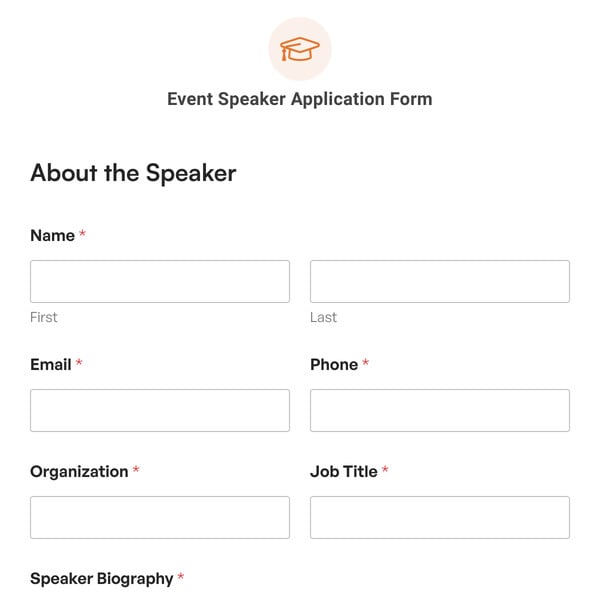 Event Speaker Application Form Template