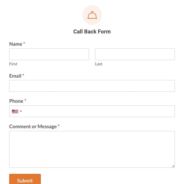 Call Back Form Template