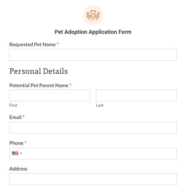 Pet Adoption Application Form Template