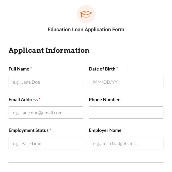 Education Loan Application Form Template