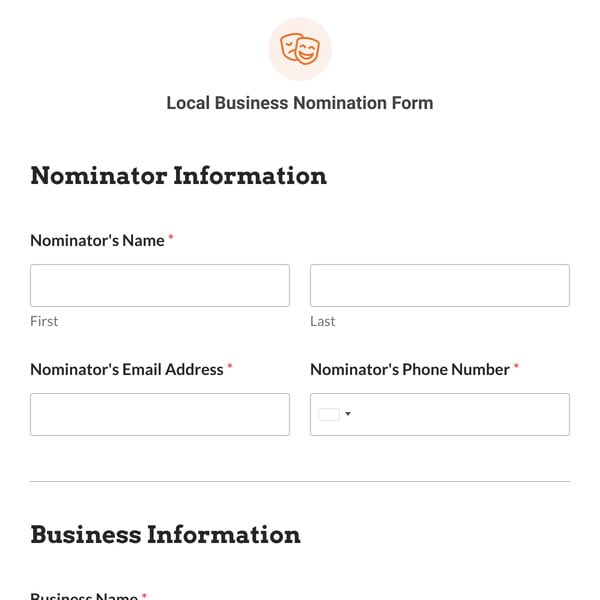 Local Business Nomination Form Template