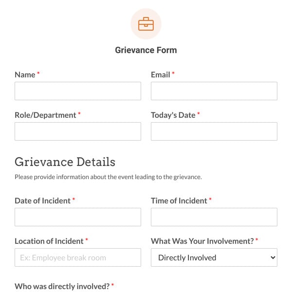 Grievance Form Template