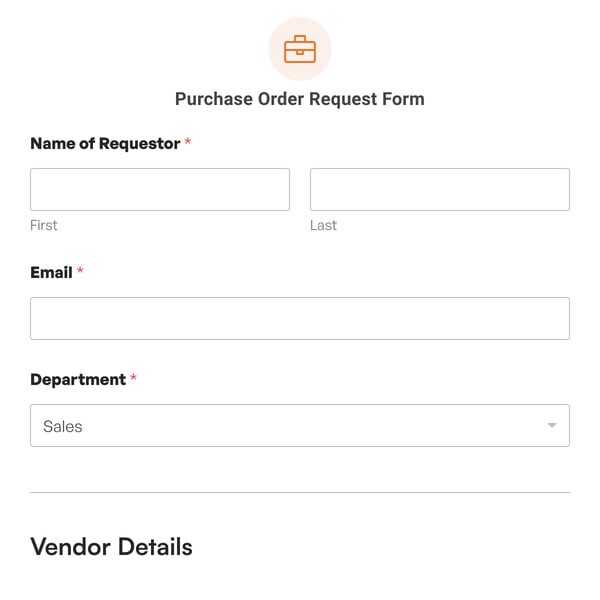 Purchase Order Request Form Template