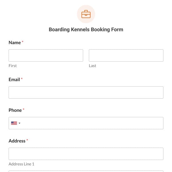 Boarding Kennels Booking Form Template