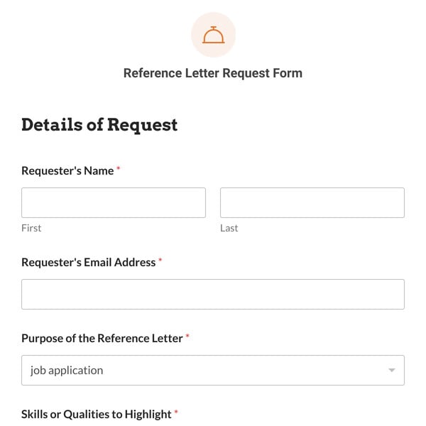 Reference Letter Request Form Template