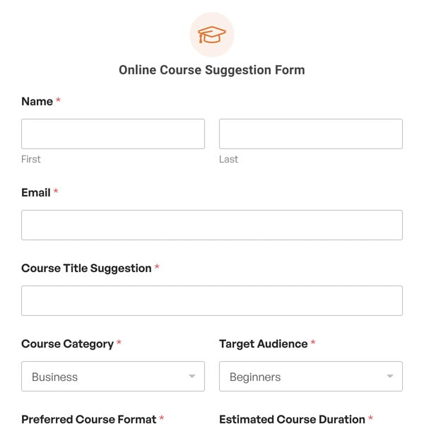 Online Course Suggestion Form Template