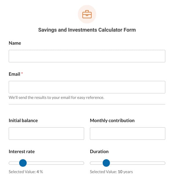 Savings and Investments Calculator Form Template