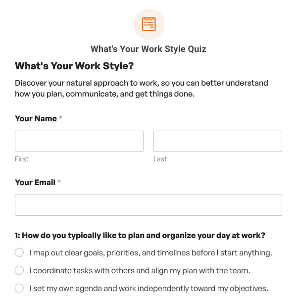 What's Your Work Style Quiz Template