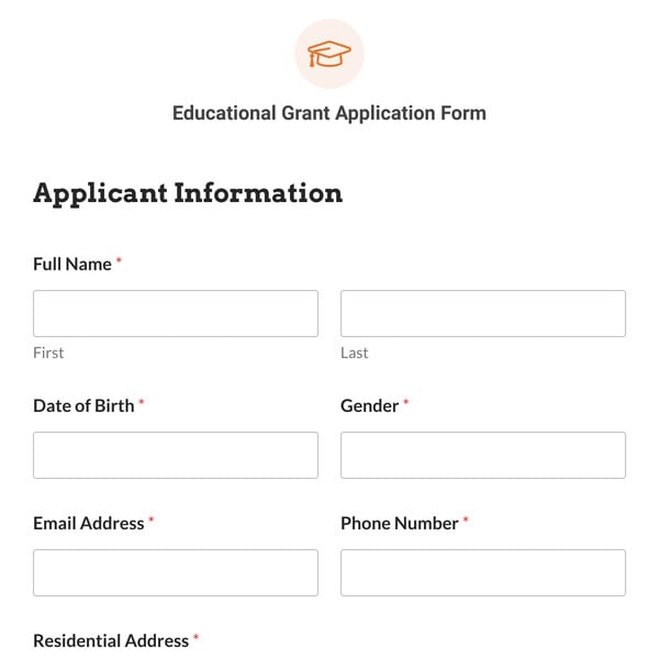 Educational Grant Application Form Template
