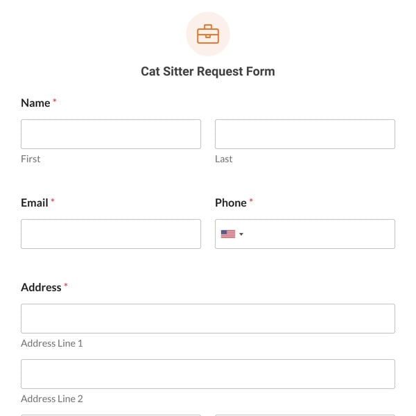 Cat Sitter Request Form Template