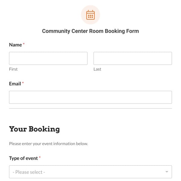 Community Center Room Booking Form Template