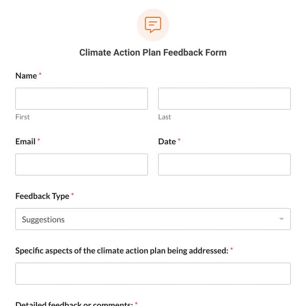 Climate Action Plan Feedback Form Template