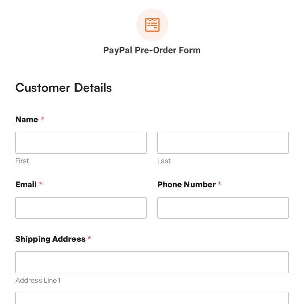 PayPal Pre-Order Form Template