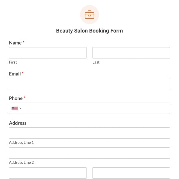 Beauty Salon Booking Form Template