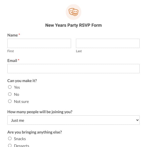 New Years Party RSVP Form Template