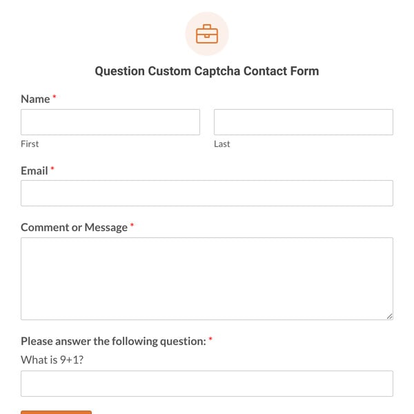 Question Custom Captcha Contact Form Template