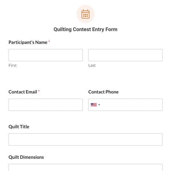 Quilting Contest Entry Form Template