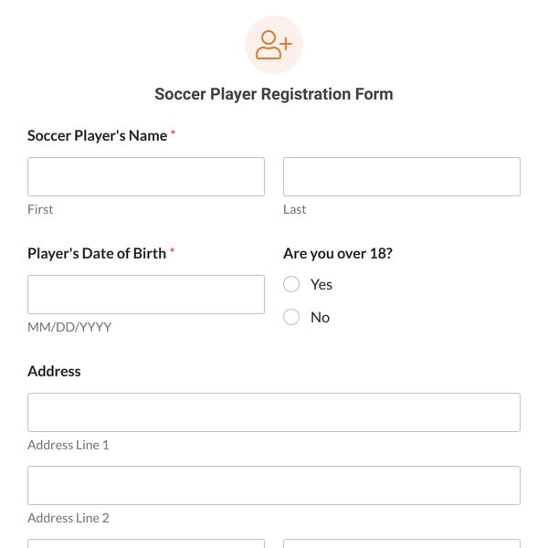 Soccer Player Registration Form Template