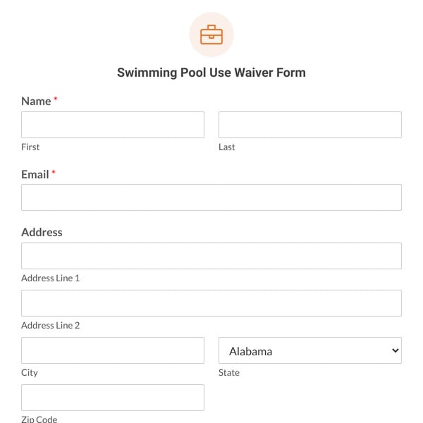 Swimming Pool Use Waiver Form Template