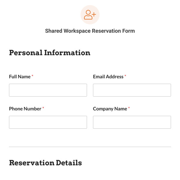 Shared Workspace Reservation Form Template