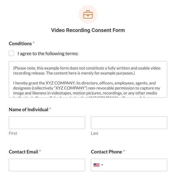 Video Recording Consent Form Template