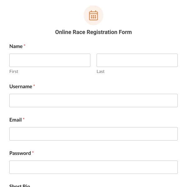 Online Race Registration Form Template