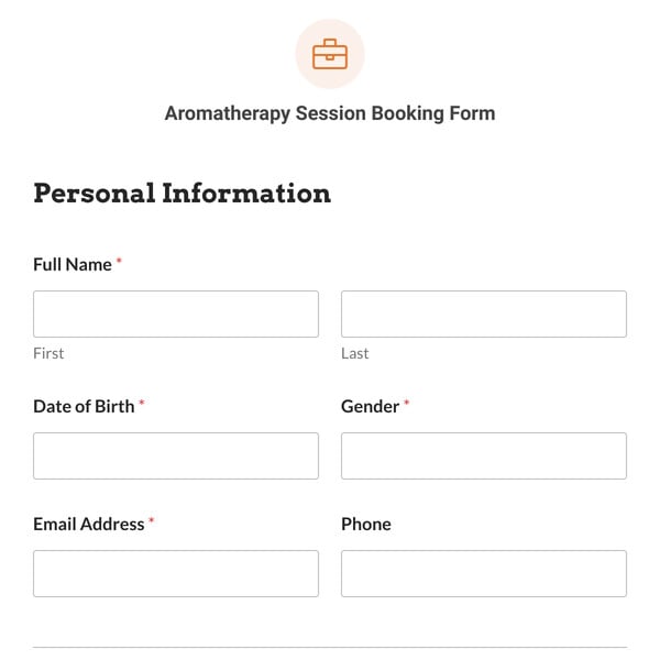 Aromatherapy Session Booking Form Template