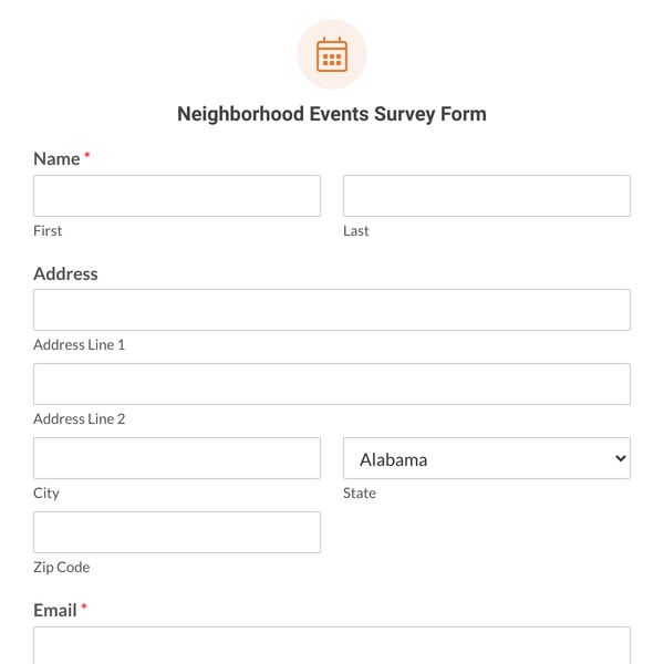 Neighborhood Events Survey Form Template