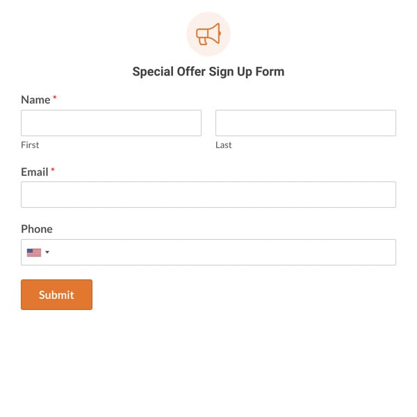 Special Offer Sign Up Form Template