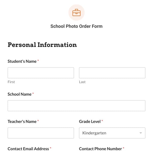 School Photo Order Form Template