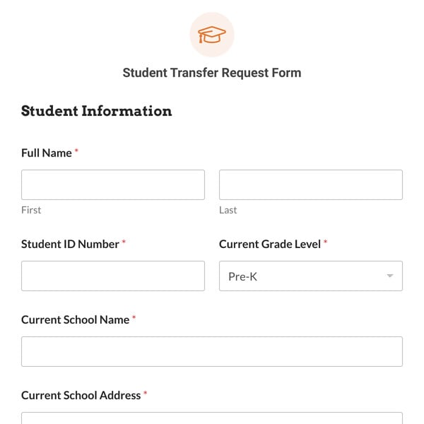 Student Transfer Request Form Template