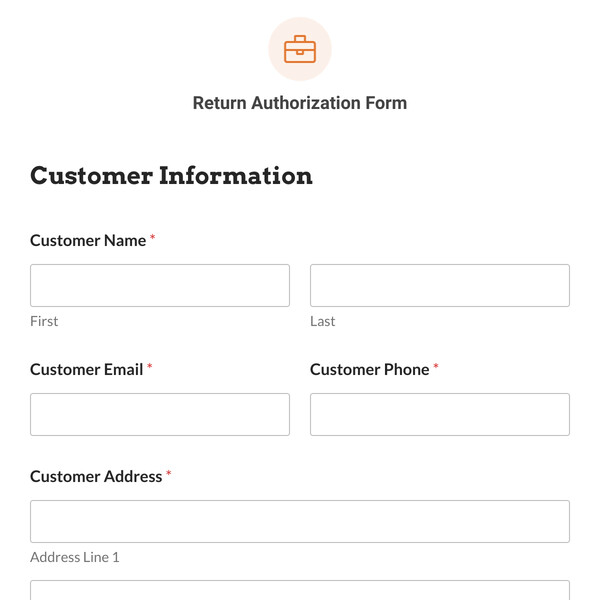 Return Authorization Form Template