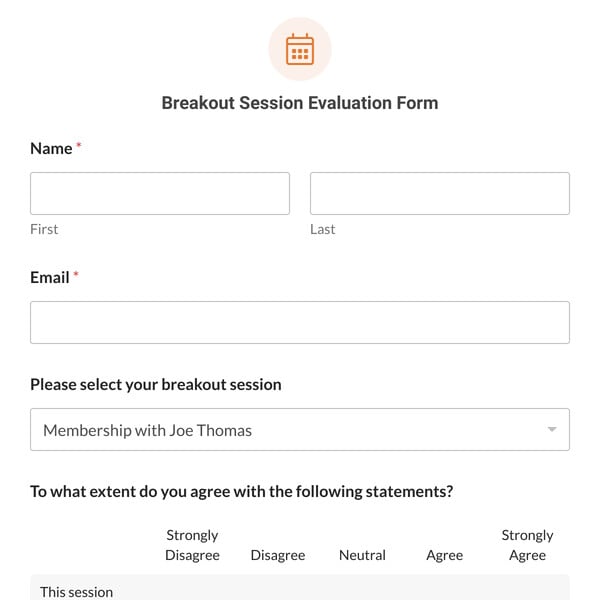 Breakout Session Evaluation Form Template