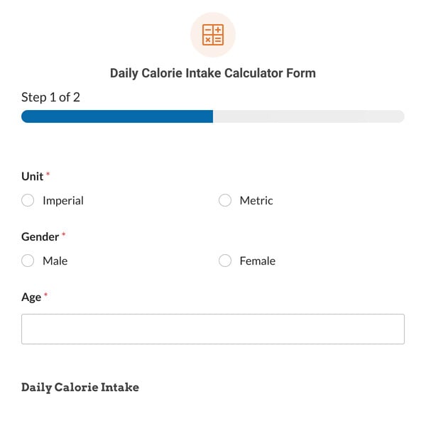 Daily Calorie Intake Calculator Form Template