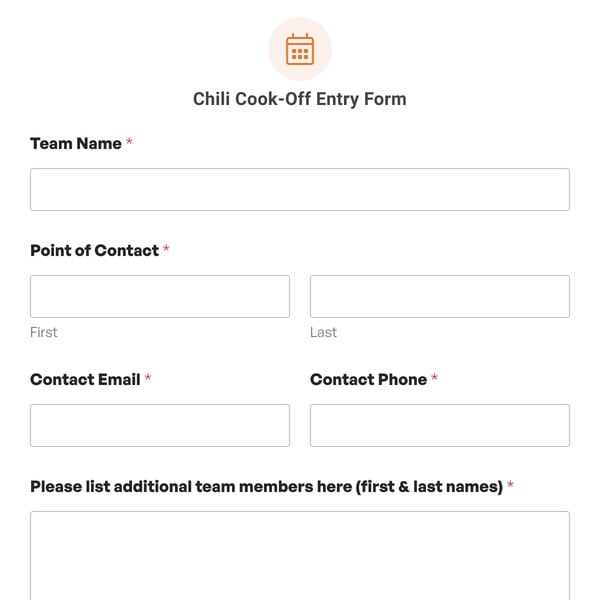 Chili Cook-Off Entry Form Template