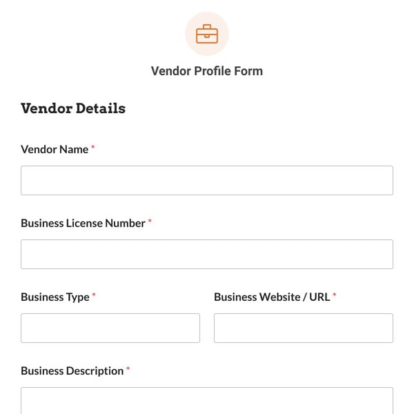 Vendor Profile Form Template