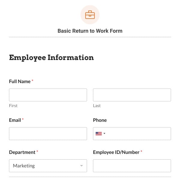 Basic Return to Work Form Template